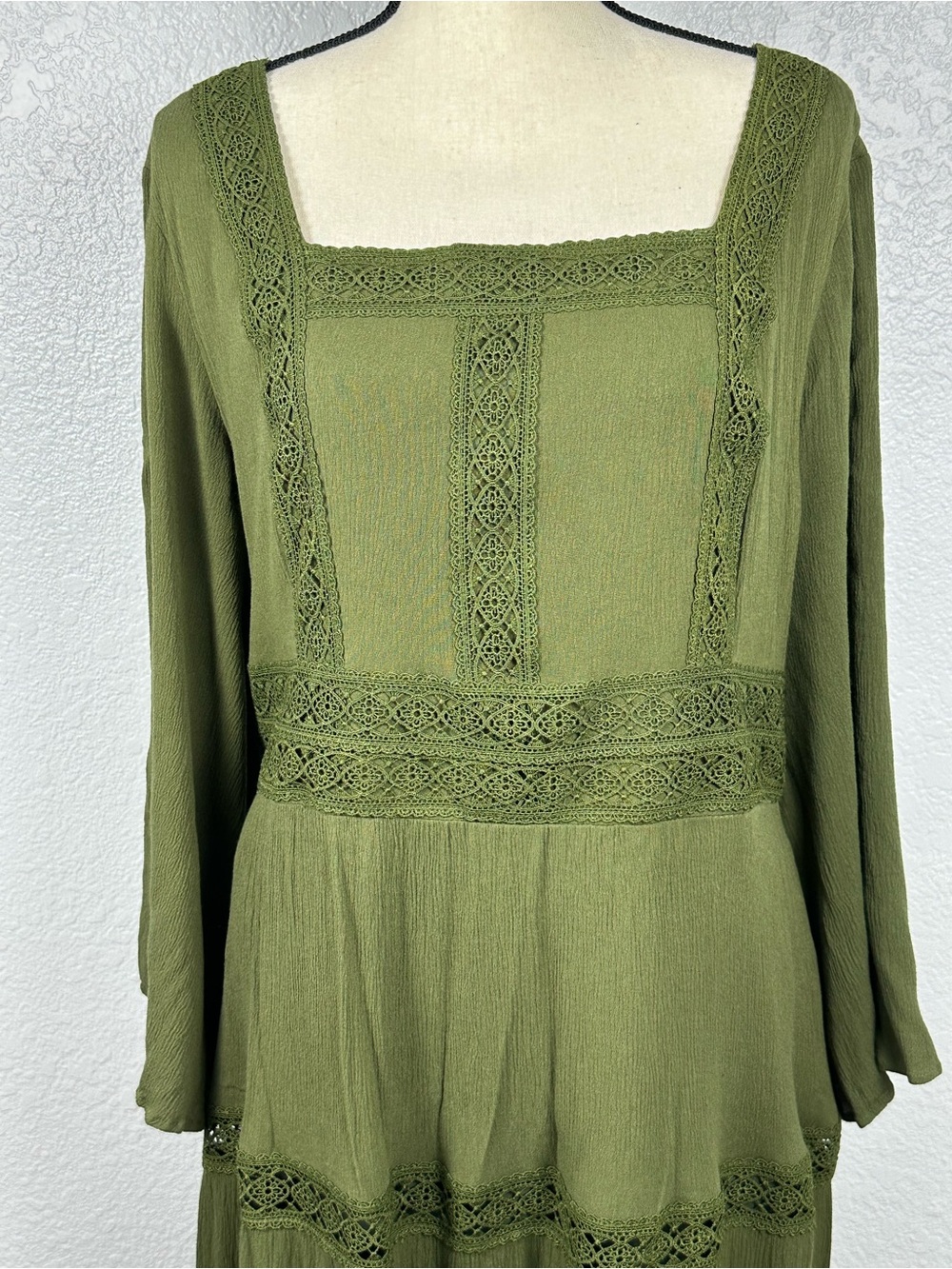 Scarlet Darkness Olive Green Victorian Maxi Dress 2XL Cottagecore Boho Festival